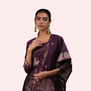 Ridha Premium Viscose Silk Jacquard Suit with Handwork & Jari Lace – Netra Exclusive