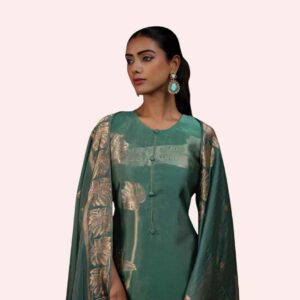 Ridha Premium Viscose Silk Jacquard Suit with Handwork & Jari Lace – Netra Exclusive
