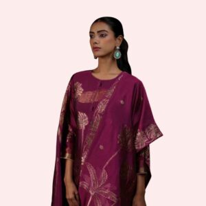Ridha Premium Viscose Silk Jacquard Suit with Handwork & Jari Lace – Netra Exclusive