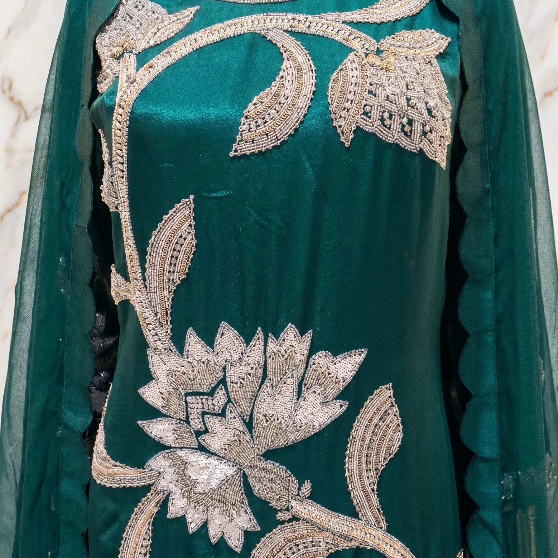 Kharatis green embroidered suit set