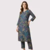 Kharatis navy blue paisley floral cotton printed suit fabric 5 meter