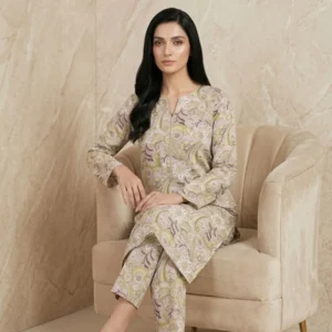 beige floral paisley italian fine cotton suit fabric