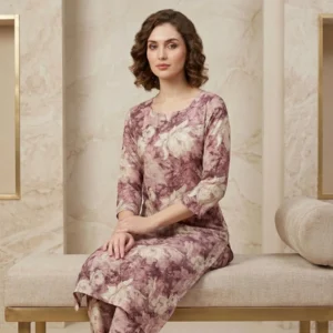 Kharatis mauve floral cotton printed suit fabric 5 meter