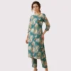 Kharatis aqua blue watercolor floral cotton printed suit fabric 5 meter