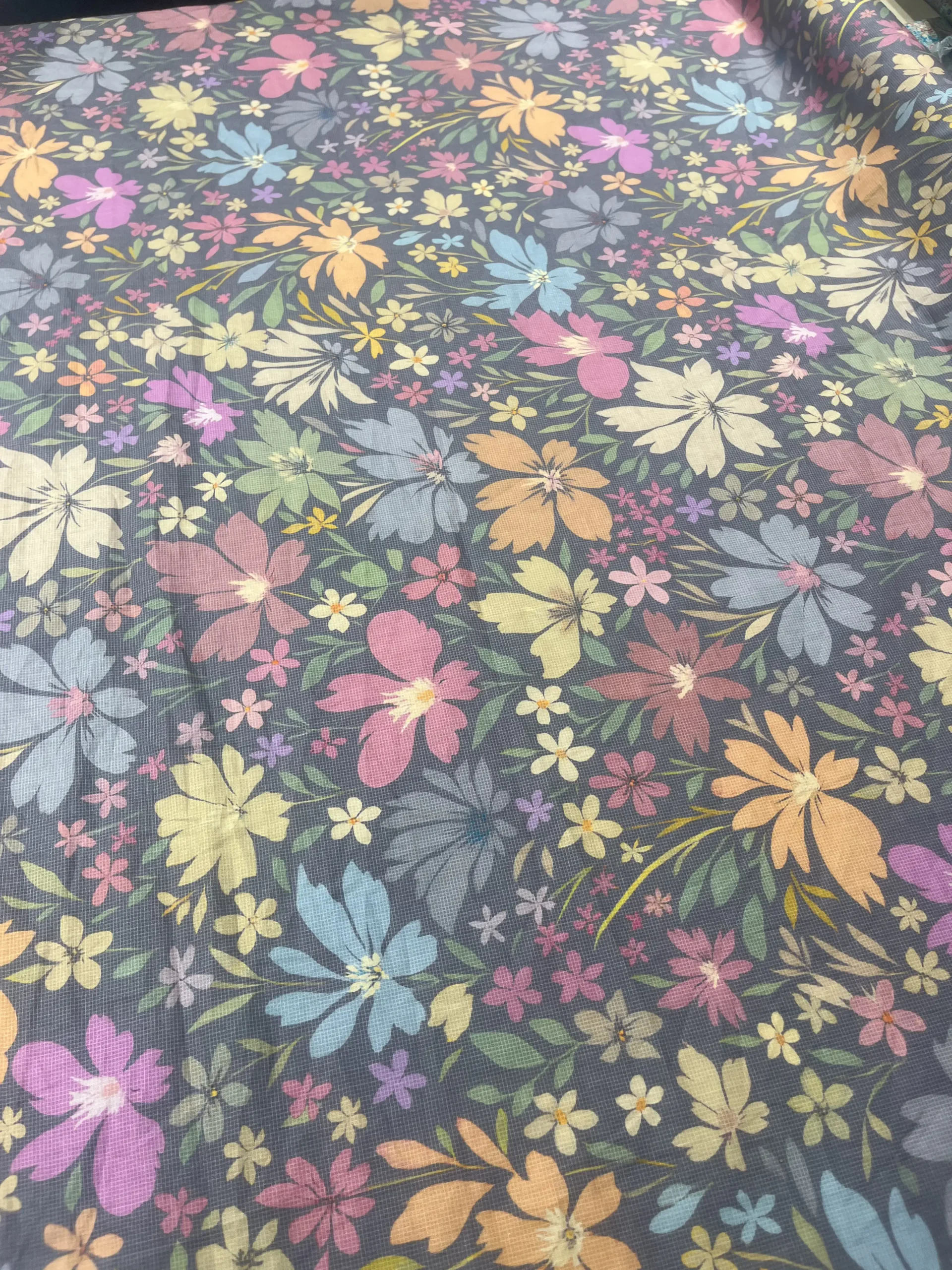 grey multicolor floral italian cotton suit fabric