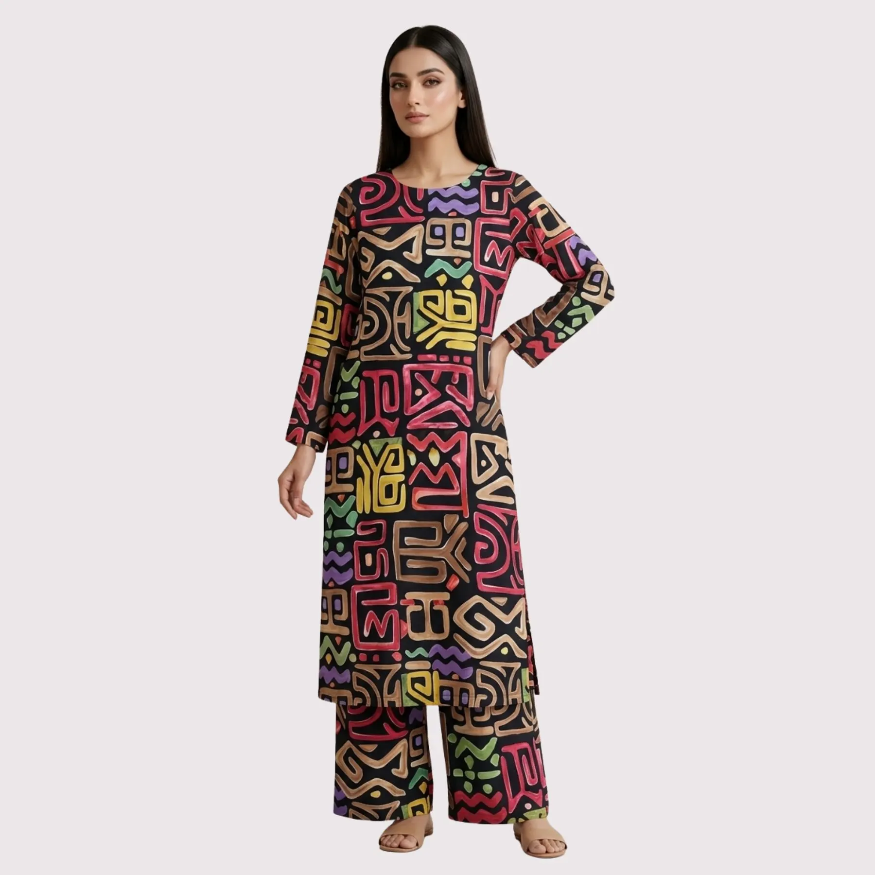 Kharatis black abstract cotton printed suit fabric 5 meter