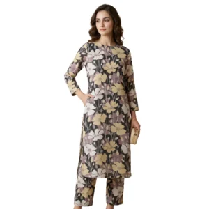 Kharatis floral printed georgette straight suit set for women