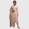 Kharatis blush pink organza Anarkali suit with katdana and pearl embroidery for women