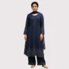 Kharatis navy blue georgette Anarkali suit with tonal sequin work for women