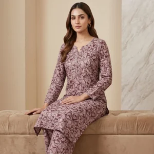 maroon floral cotton unstitched suit fabric