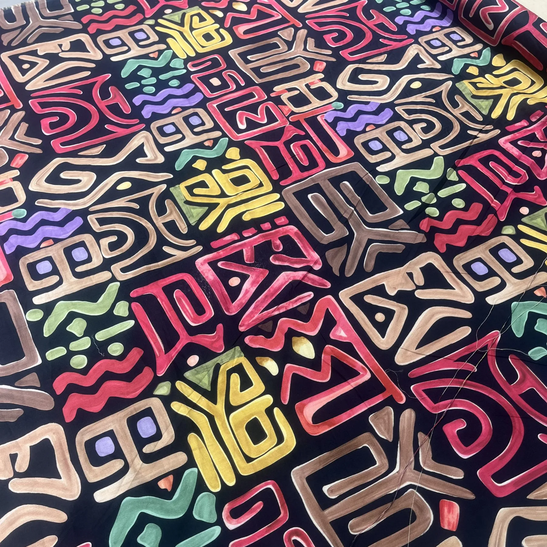 Kharatis black abstract cotton printed suit fabric 5 meter