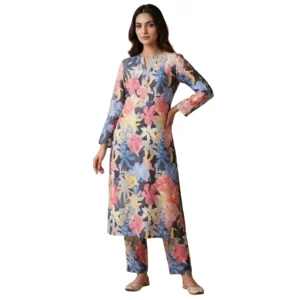 multicolor floral cotton unstitched suit fabric