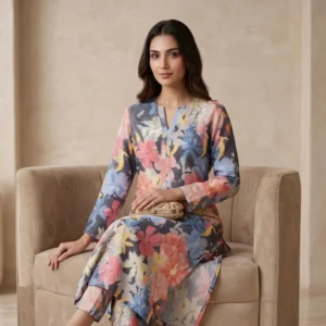multicolor floral cotton unstitched suit fabric