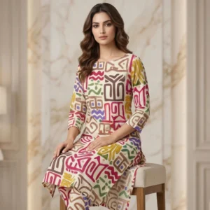 Kharatis multicolor abstract cotton printed suit fabric 5 meter