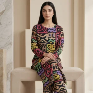 Kharatis black abstract cotton printed suit fabric 5 meter