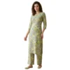 Kharatis lime green paisley mal cotton straight suit set for women