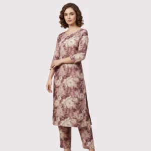 Kharatis mauve floral cotton printed suit fabric 5 meter