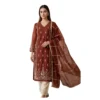 Women’s maroon crepe embroidered unstitched suit