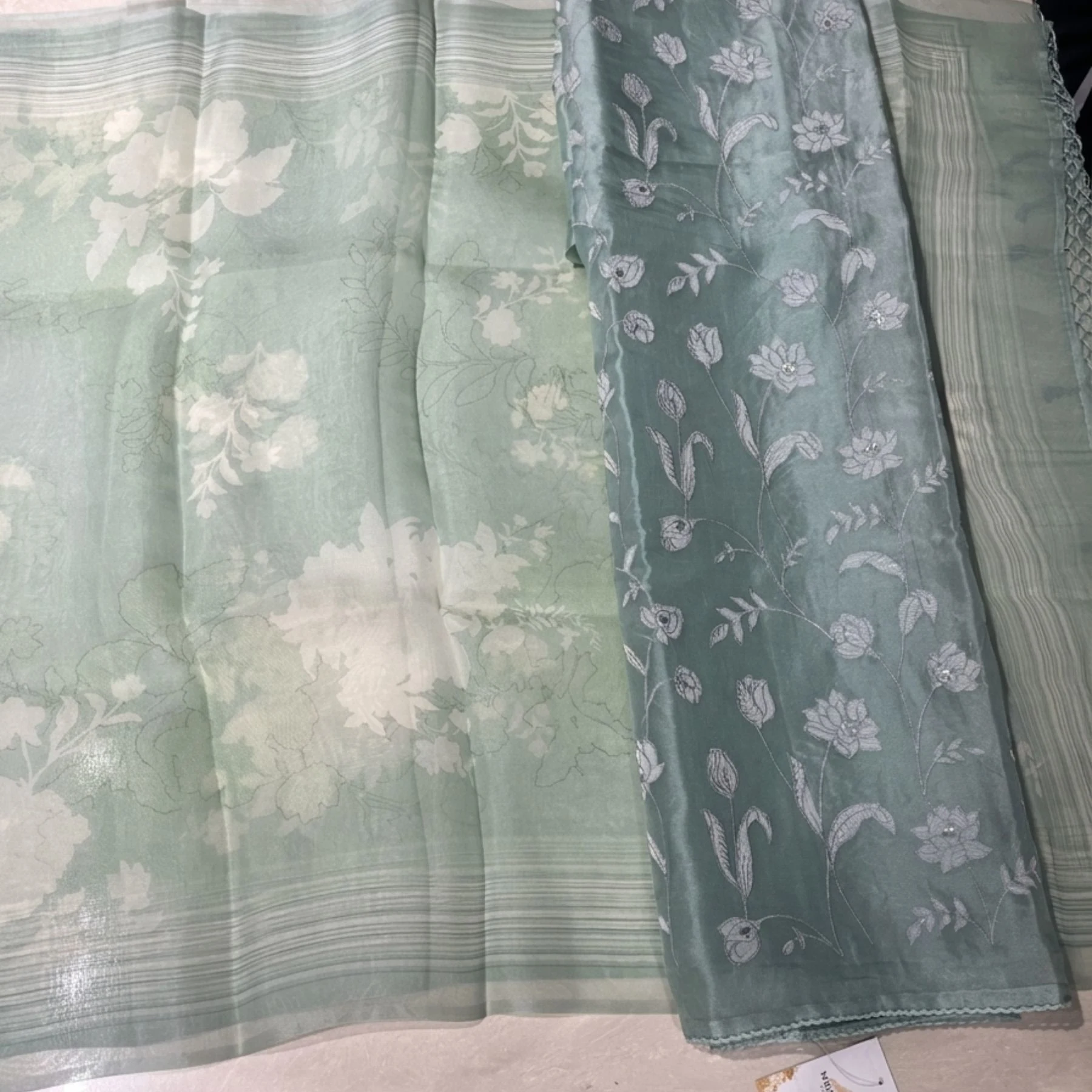 Pure organza unstitched suit for women