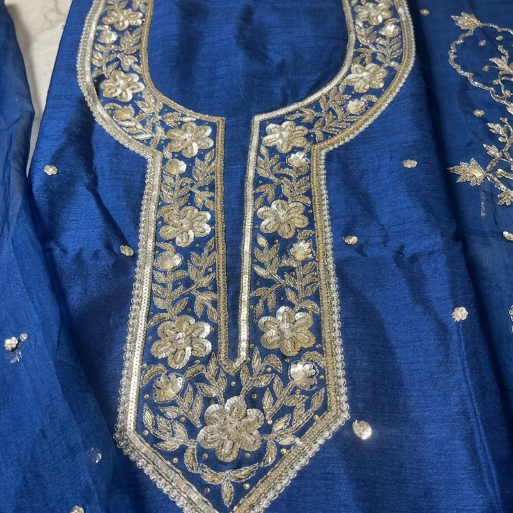 Khadi silk unstitched suit for women