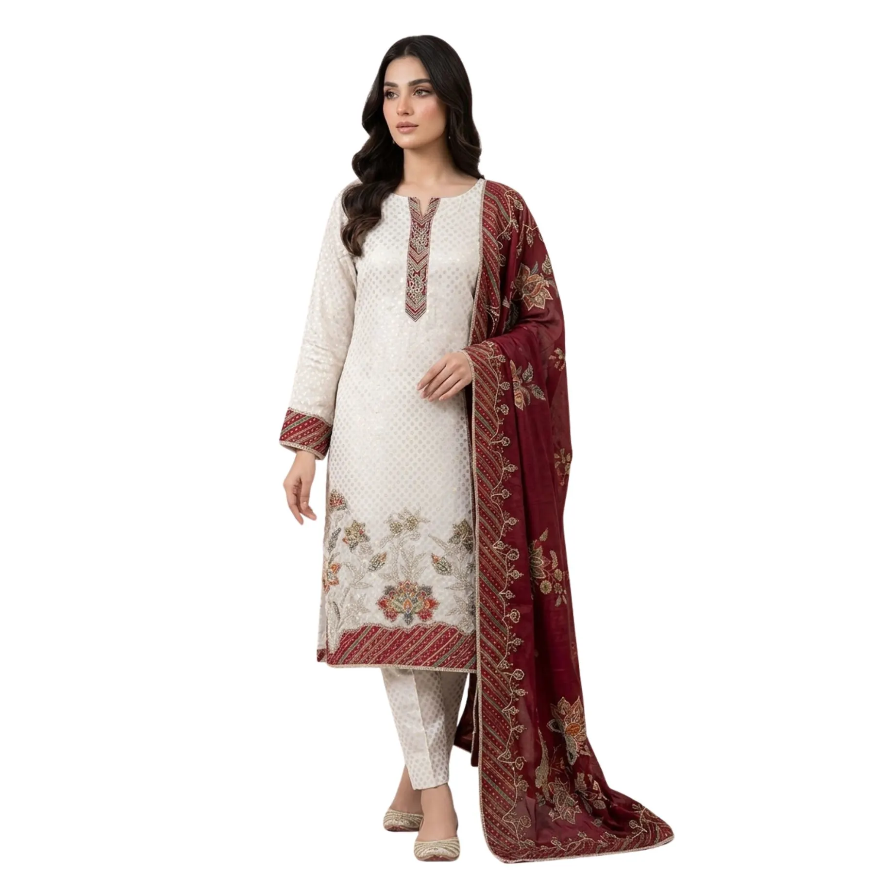 Basket fabric unstitched suit for women