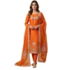 Orange organza Pakistani unstitched suit for women