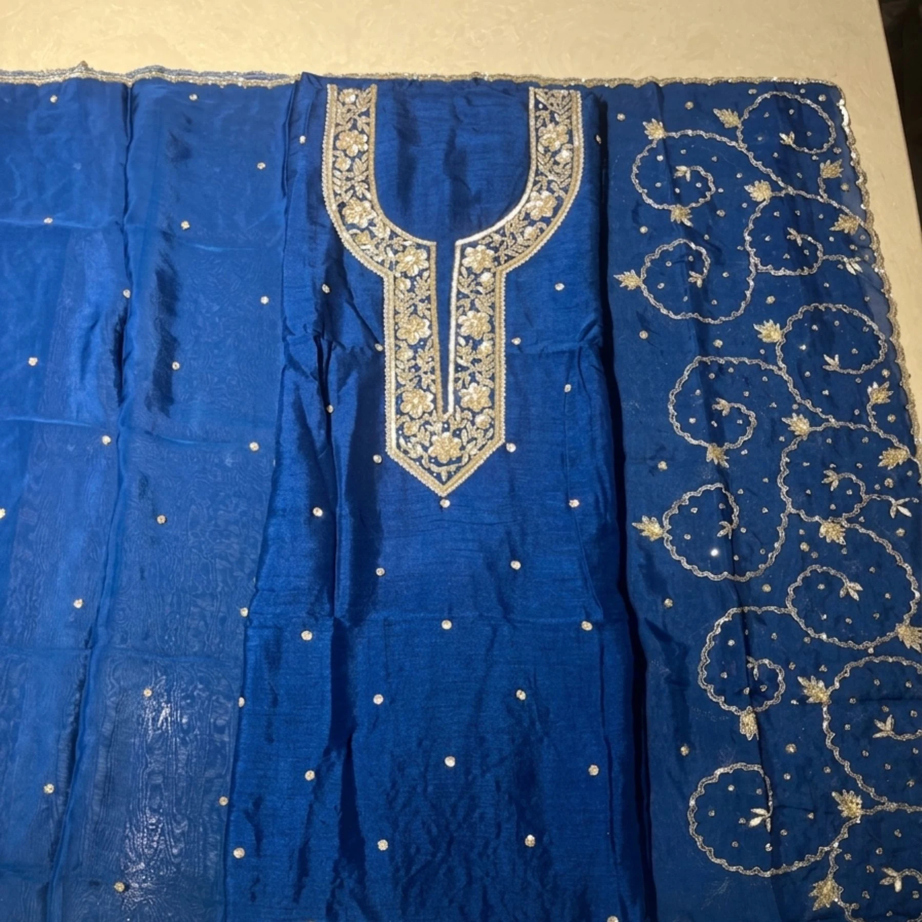 Khadi silk unstitched suit for women