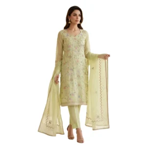 Organza Aari work unstitched suit for women