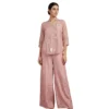 Woman wearing blush pink soft organza embroidered co-ord set