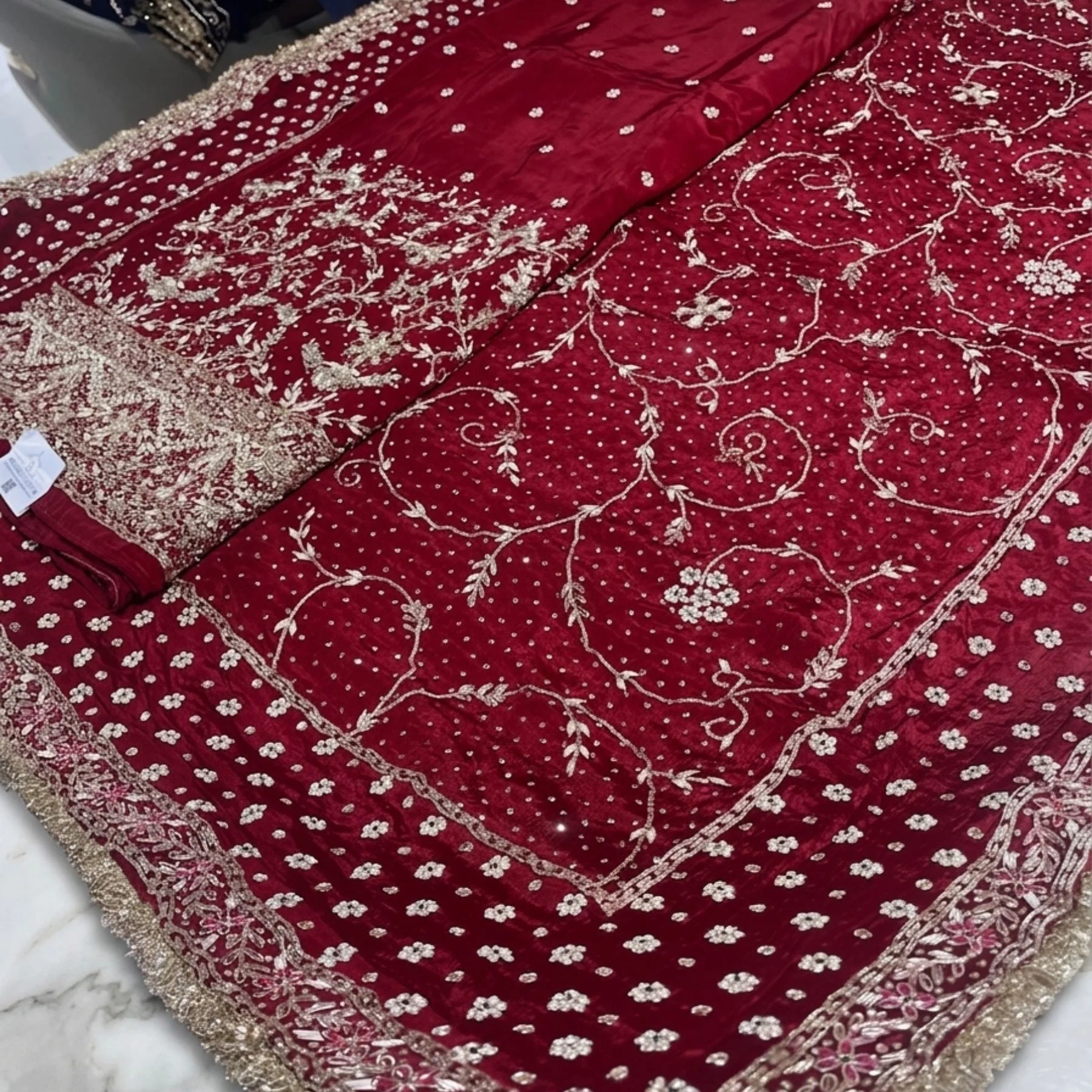 Maroon pure crepe unstitched suit for women
