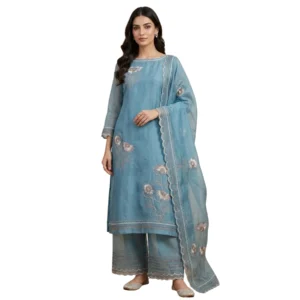 Pure organza unstitched suit for women