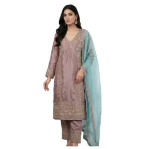 Tabi silk Angrakha style unstitched suit for women