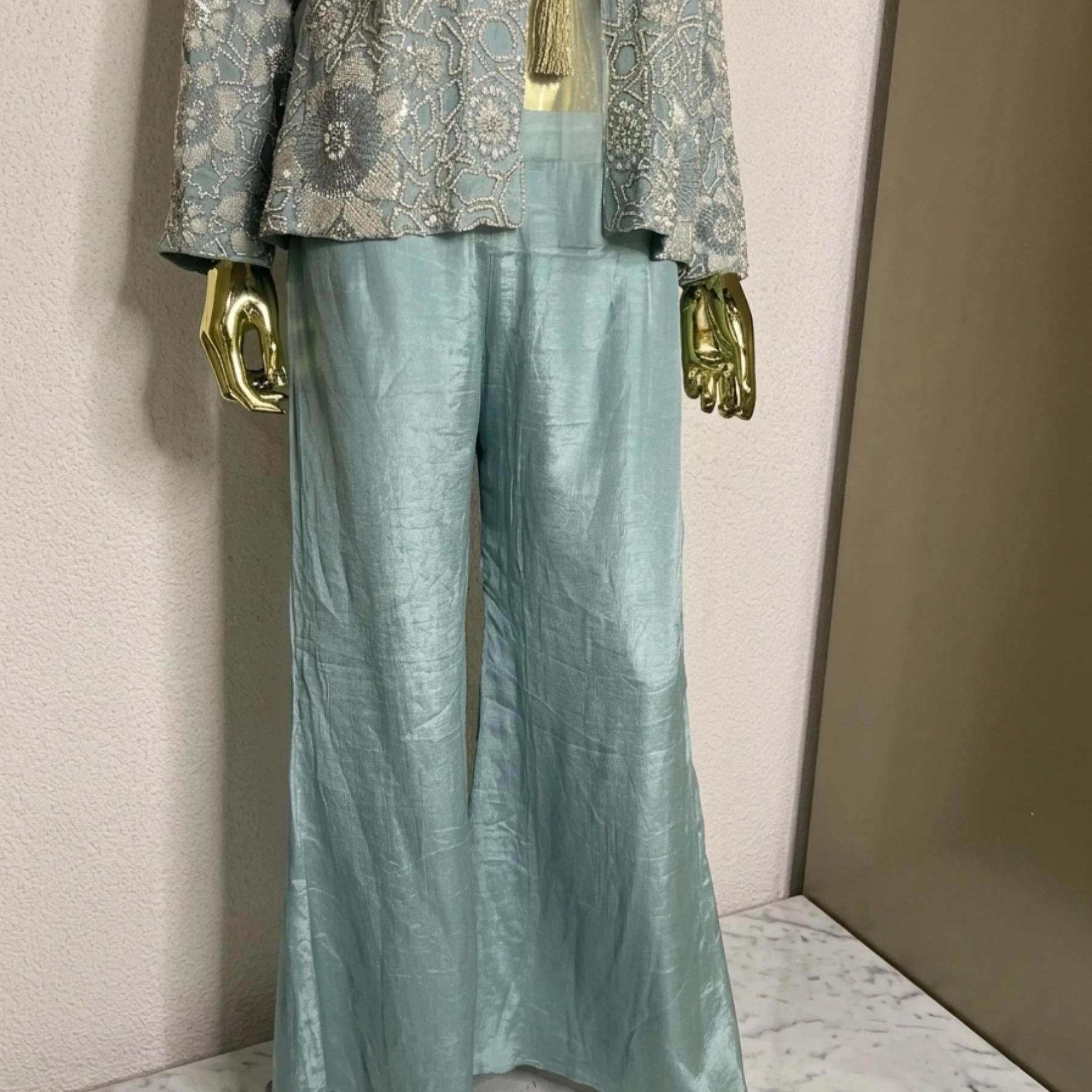 Women’s organza pearl work co-ord set with dupatta