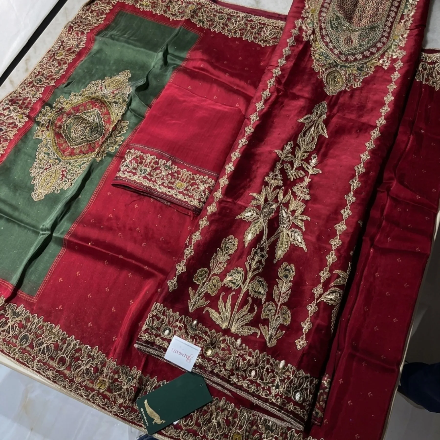 Tabby silk Pakistani print unstitched suit for women