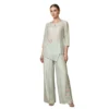 Woman wearing mint green organza thread work co-ord set