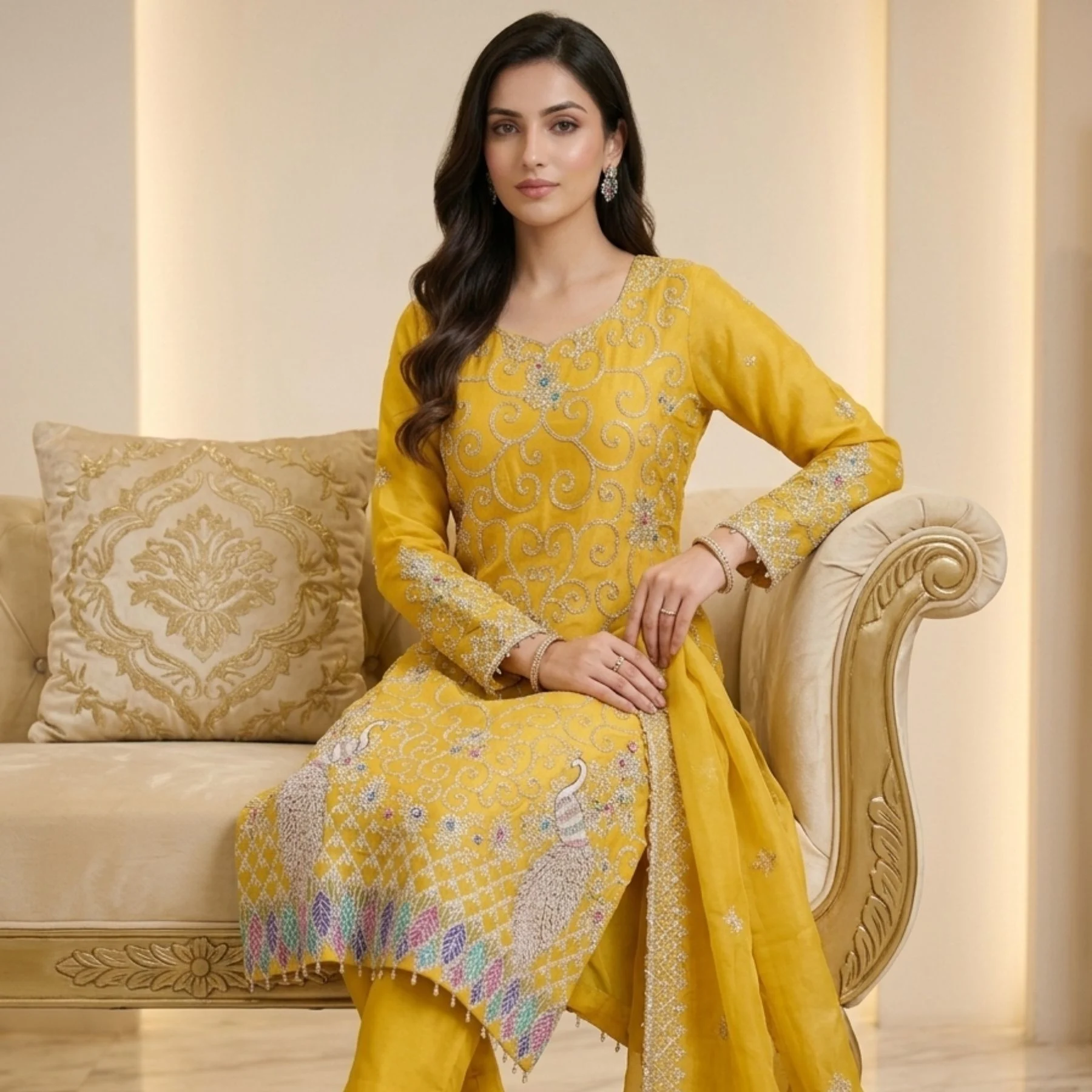 Silk georgette unstitched suit for women