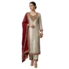 Silver shimmer silk unstitched suit for women