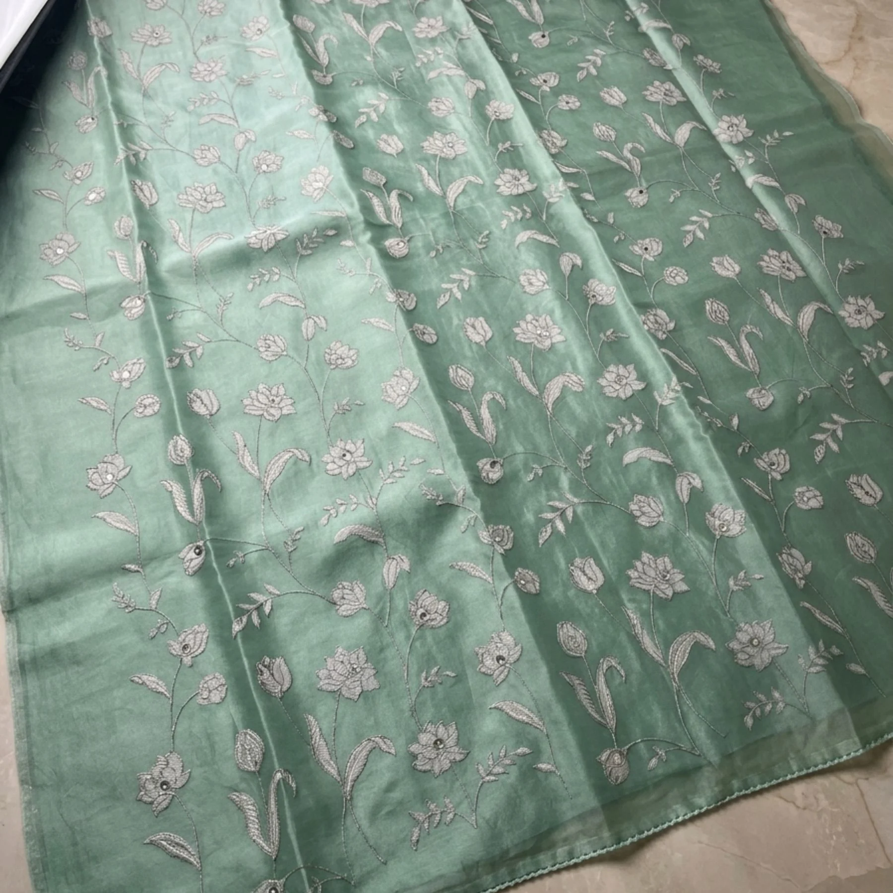 Pure organza unstitched suit for women