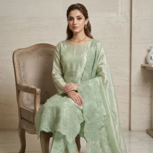 Organza unstitched suit for women