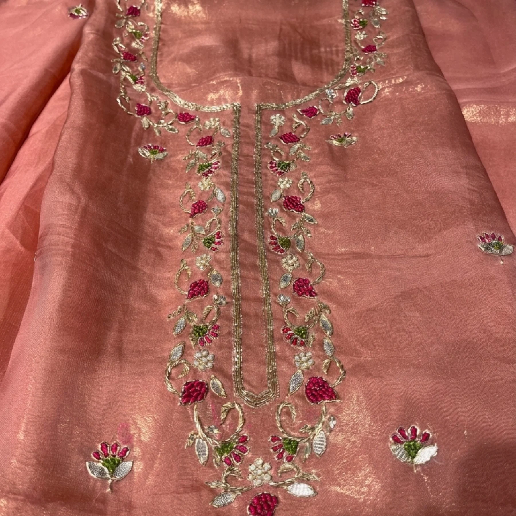 Organza shimmer unstitched suit for women