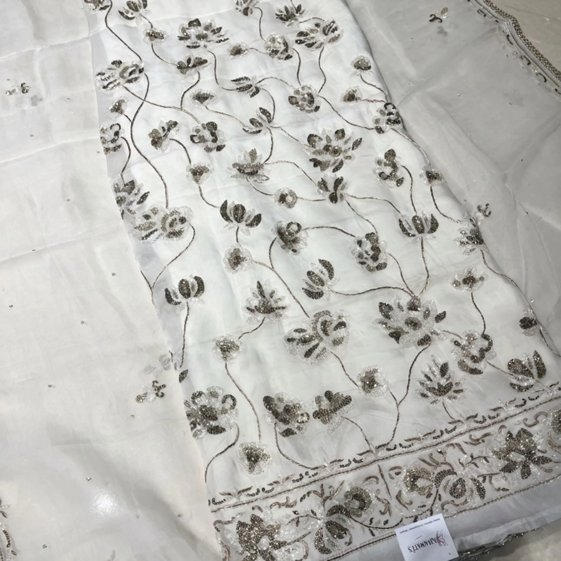 White organza unstitched suit for women