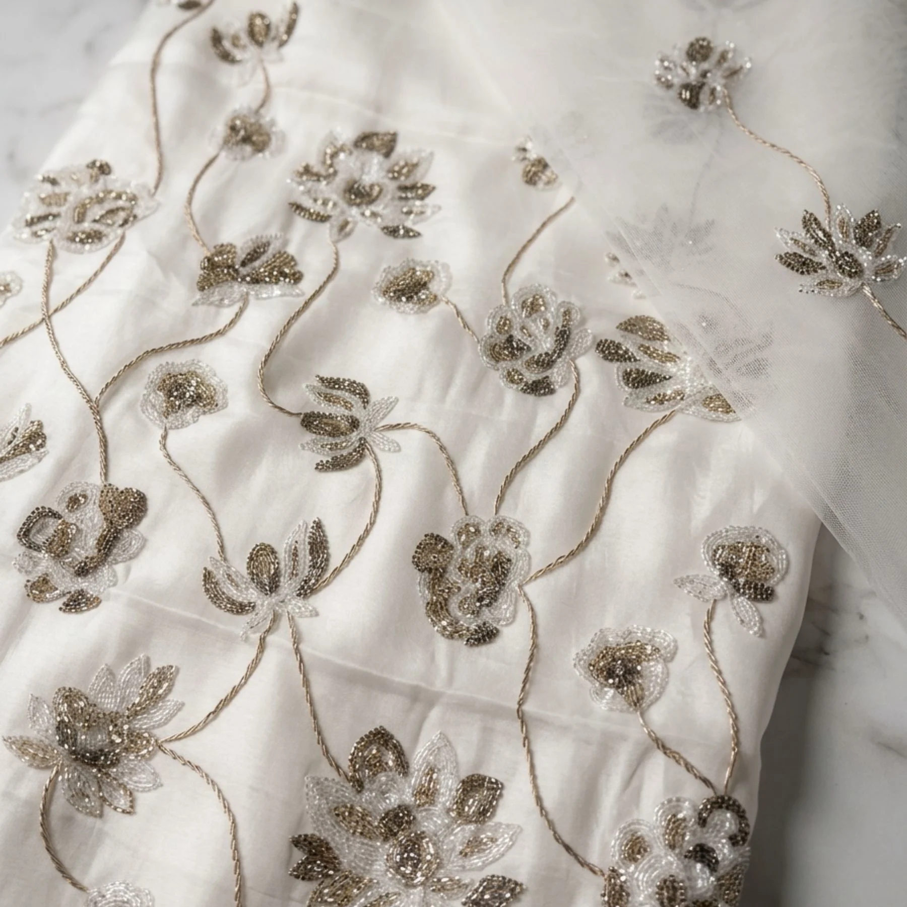 White organza unstitched suit for women