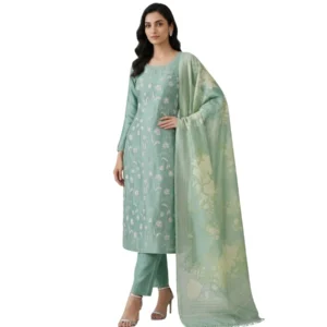 Pure organza unstitched suit for women