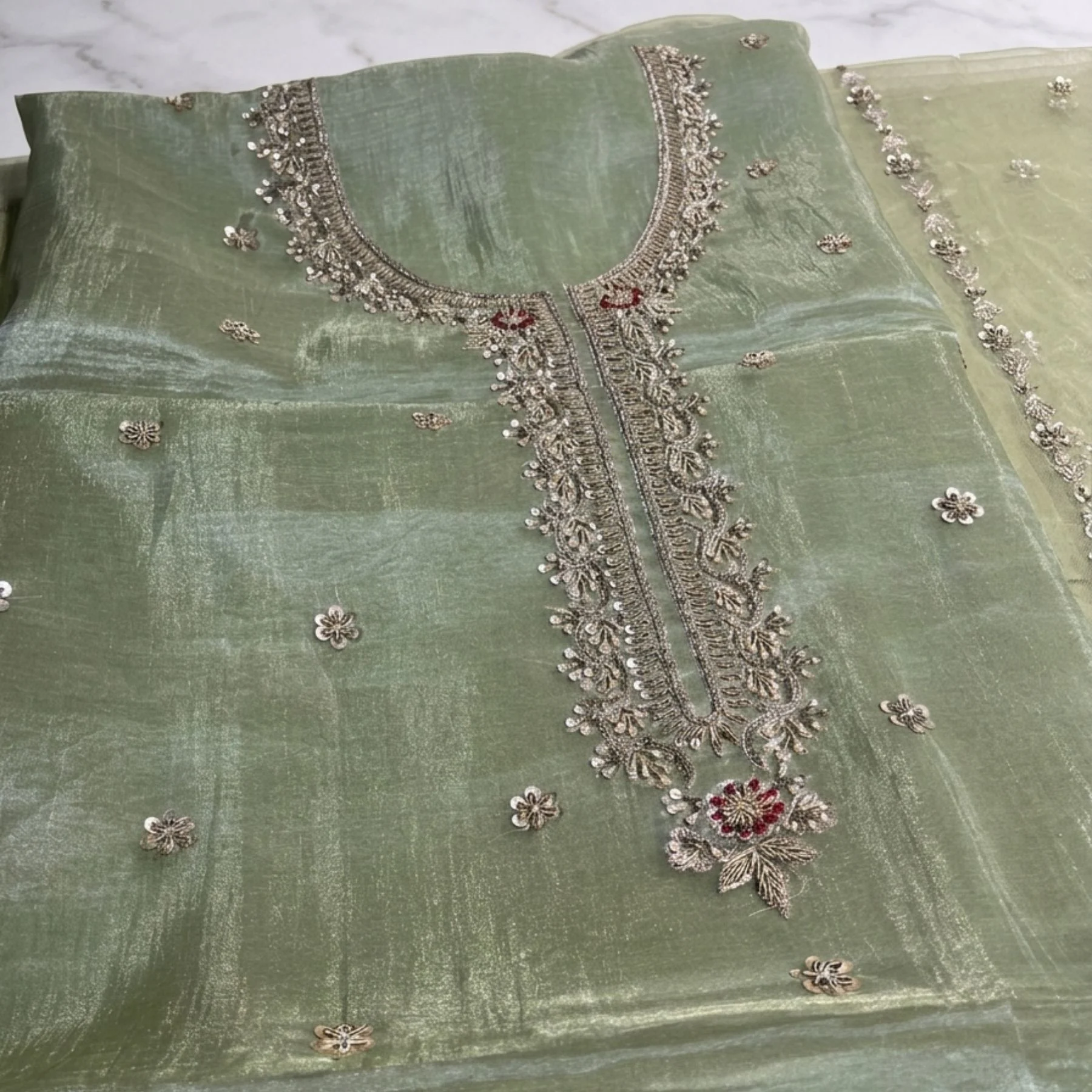 Organza unstitched suit for women