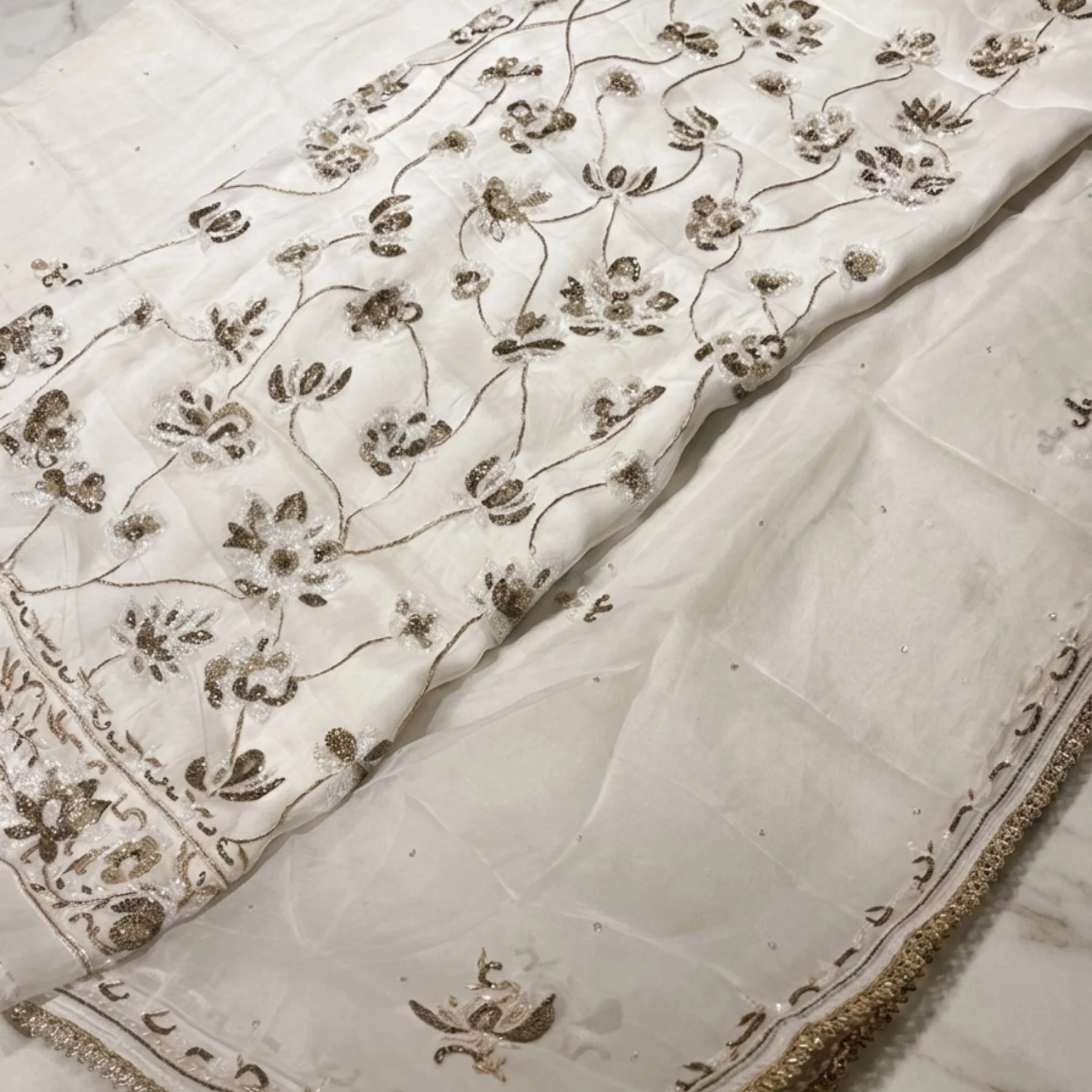 White organza unstitched suit for women