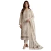Women embroidered mul cotton unstitched suit with embroidered dupatta by Kharatis