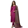 Hot pink mul chanderi unstitched suit with pure cotton printed dupatta by Kharatis
