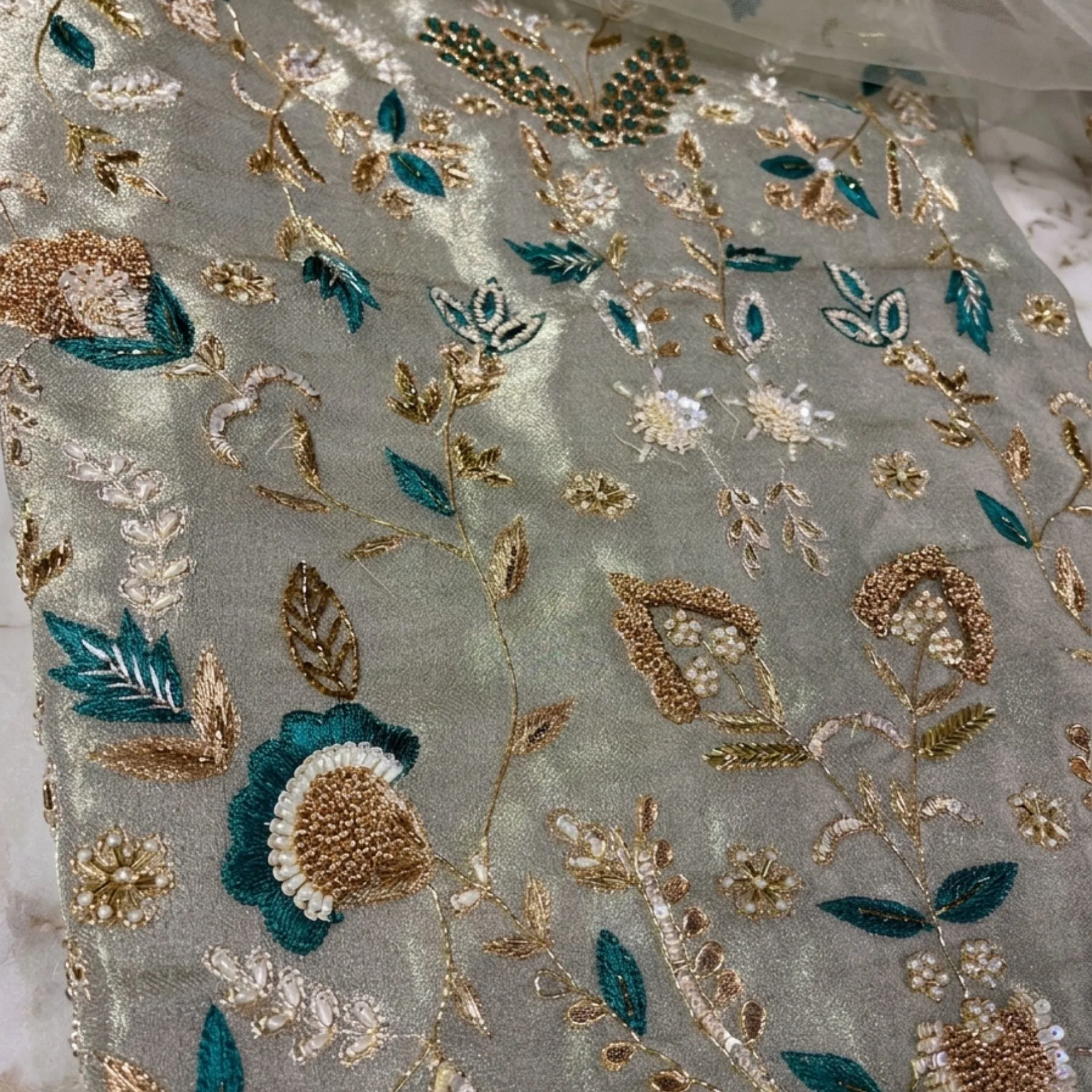 Women’s golden shimmer embroidered co-ord set