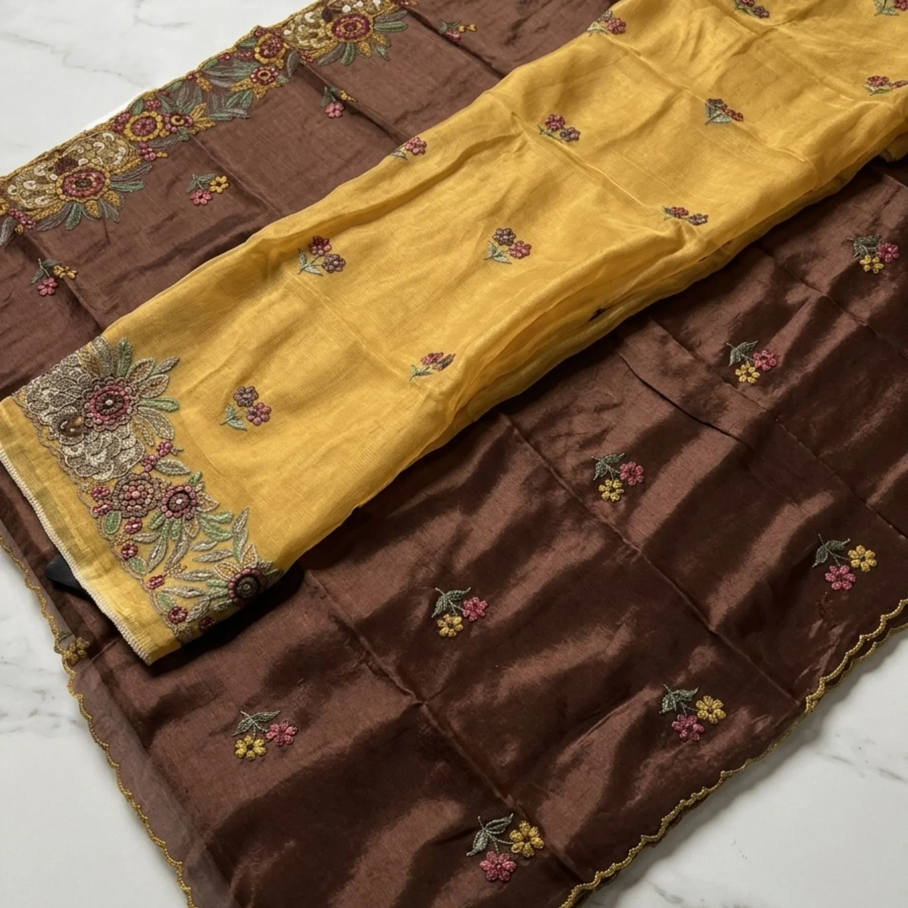 Organza unstitched suit for women