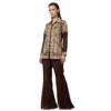 Woman wearing chinnon co-ord set with thread work embroidery